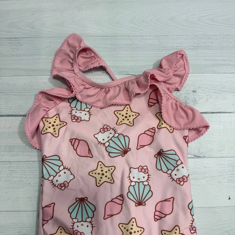 Hello Kitty girls light pink seashell one piece swim suit 5T